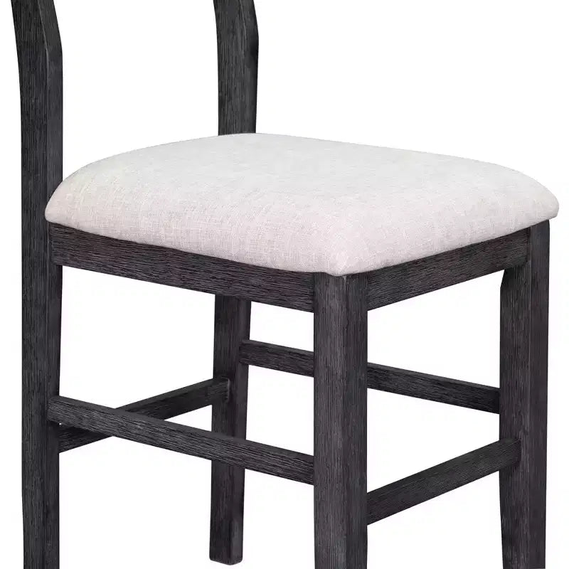 Set da Pranzo a Altezza Bancone da 5 Pezzi per 4 Persone, Set Tavolo da Bar in Legno Stile Rustico con 4 Sedie Imbottite per Spazi Ristretti