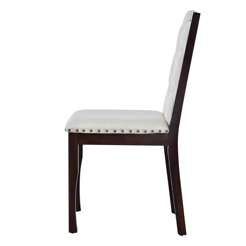 Set da Tavolo da Pranzo da Cucina Retrò da 6 Pezzi, Tavolo Rettangolare e 4 Sedie Trapuntate con Schienale Alto e Panca, Set Tavolo da Sala da Pranzo in Legno per 6