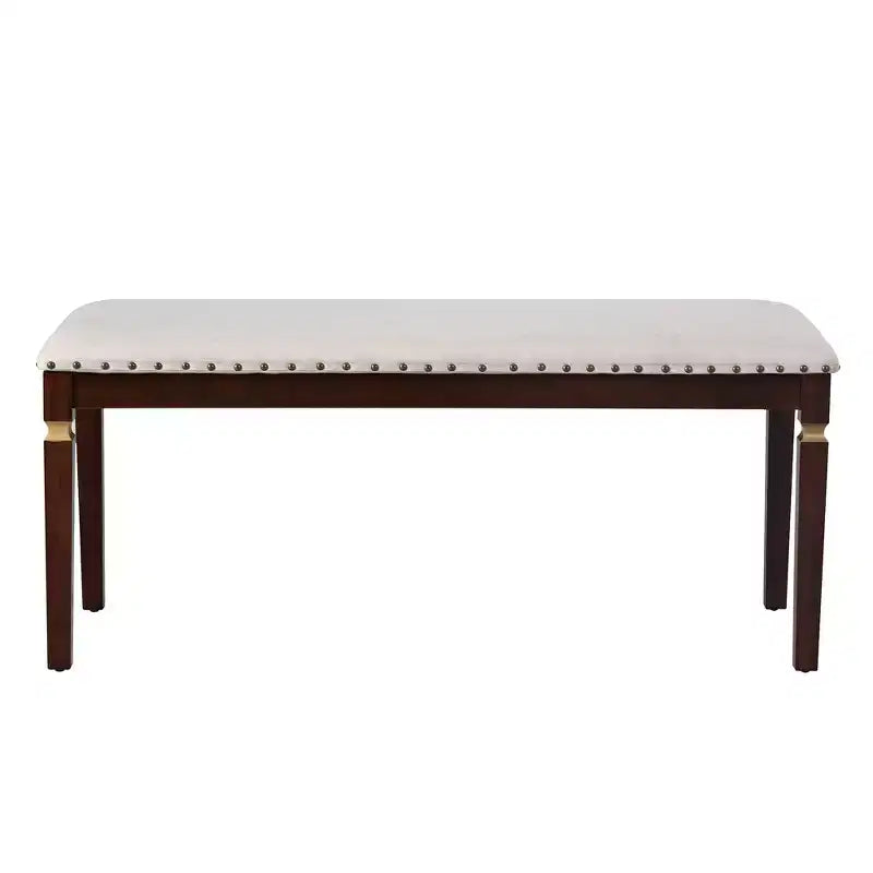 Set da Tavolo da Pranzo da Cucina Retrò da 6 Pezzi, Tavolo Rettangolare e 4 Sedie Trapuntate con Schienale Alto e Panca, Set Tavolo da Sala da Pranzo in Legno per 6