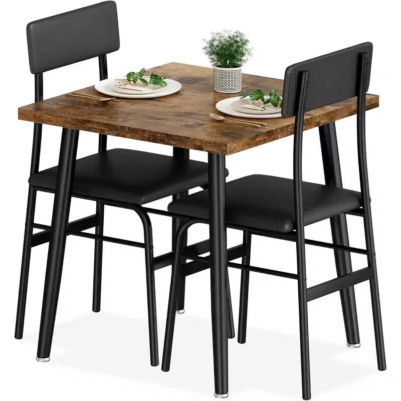 Set da Tavolo da Pranzo Piccolo per 2 Persone, Set da Cucina da 3 Pezzi con 2 Sedie Imbottite, Tavolo da Colazione per Piccoli Spazi, Sala da Pranzo, Appartamento, Ristorante