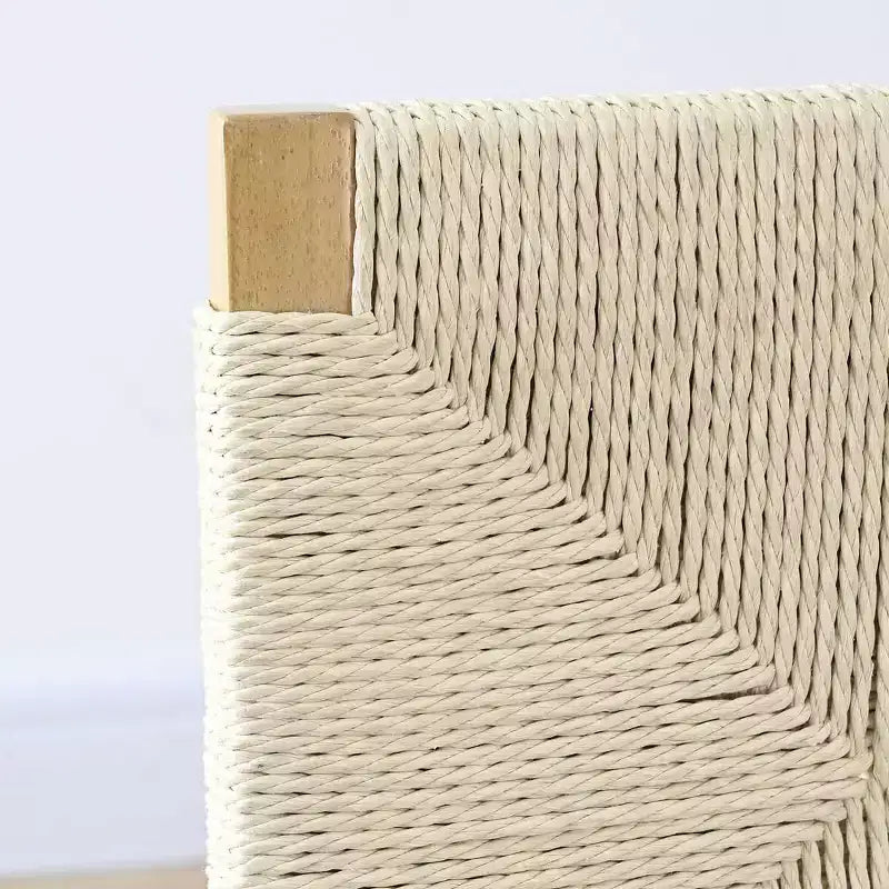 Set Tavolo da Pranzo Allungabile per 6/8, Mobili Sala da Pranzo Japandi, Sedie con Schienale in Corda e Sedute Imbottite Beige-Panipeachy