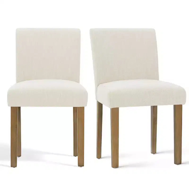 Set da Pranzo Espandibile per 8 Persone, Tavolo Rettangolare con Allunghe Rimovibili e Sedie in Lino Senza Braccioli, con Gambe in Legno Massello-Panipeachy