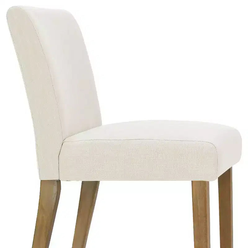 Set da Pranzo Espandibile per 8 Persone, Tavolo Rettangolare con Allunghe Rimovibili e Sedie in Lino Senza Braccioli, con Gambe in Legno Massello-Panipeachy