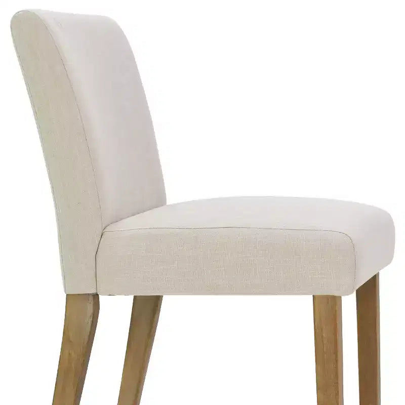 Set da Pranzo Espandibile per 8 Persone, Tavolo Rettangolare con Allunghe Rimovibili e Sedie in Lino Senza Braccioli, con Gambe in Legno Massello-Panipeachy