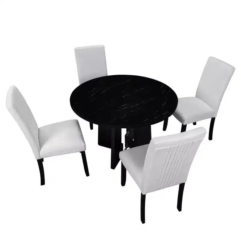 Set da pranzo rotondo Jacobs di GDFStudio da 5 pezzi con tavolo da pranzo moderno da 43 pollici e 4 sedie imbottite