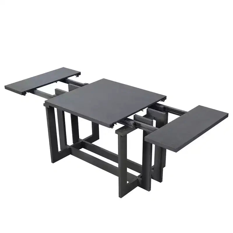 Set da pranzo rustico allungabile Whisen da 7 pezzi, tavolo da cucina a cavalletto da 82" e 6 sedie da pranzo imbottite con gambe in legno di gomma