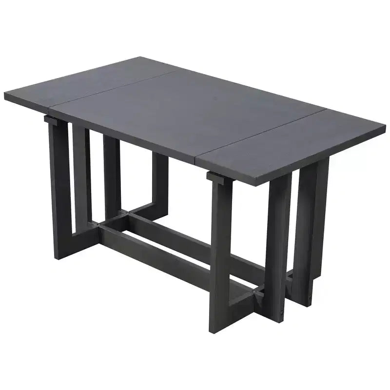 Set da pranzo rustico allungabile Whisen da 7 pezzi, tavolo da cucina a cavalletto da 82" e 6 sedie da pranzo imbottite con gambe in legno di gomma