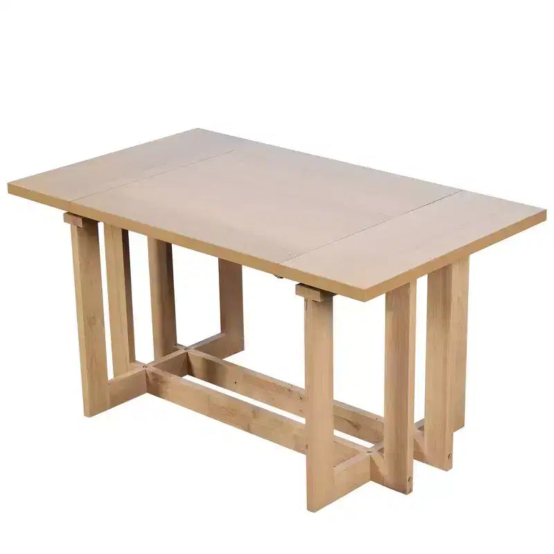 Set da pranzo rustico allungabile Whisen da 7 pezzi, tavolo da cucina a cavalletto da 82" e 6 sedie da pranzo imbottite con gambe in legno di gomma