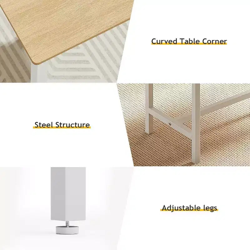 MooxvMoo Set Tavolo da Pranzo 43, Tavolo da Bar con 2 Panche da Pranzo, Tavolo Industriale per Cucina, Tavolo da Colazione, Soggiorno, Sala per Feste, Bianco
