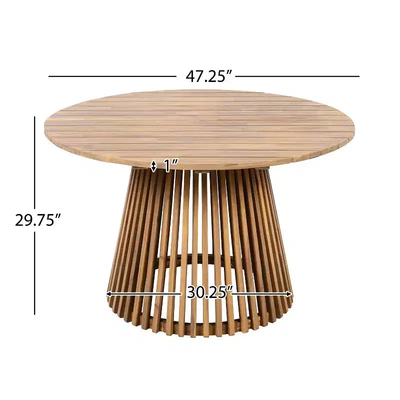 Christopher Knight Home Siddharth Set da Pranzo da Esterno Moderno di 5 Pezzi in Legno di Acacia con Tavolo Rotondo a Doghe