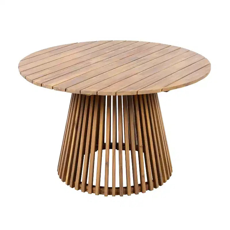 Christopher Knight Home Siddharth Set da Pranzo da Esterno Moderno di 5 Pezzi in Legno di Acacia con Tavolo Rotondo a Doghe