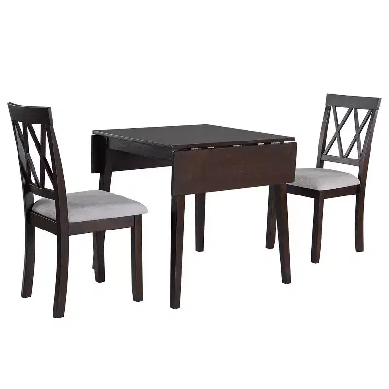GDF Studio Avery Set da pranzo 3 pezzi con tavolo da pranzo con piano ribaltabile e 2 sedie da pranzo imbottite