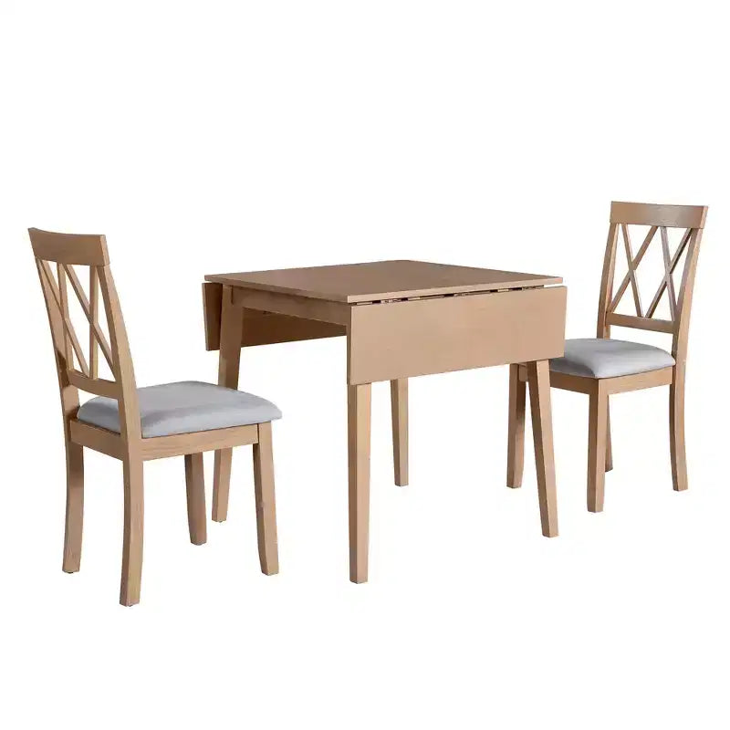 GDF Studio Avery Set da pranzo 3 pezzi con tavolo da pranzo con piano ribaltabile e 2 sedie da pranzo imbottite