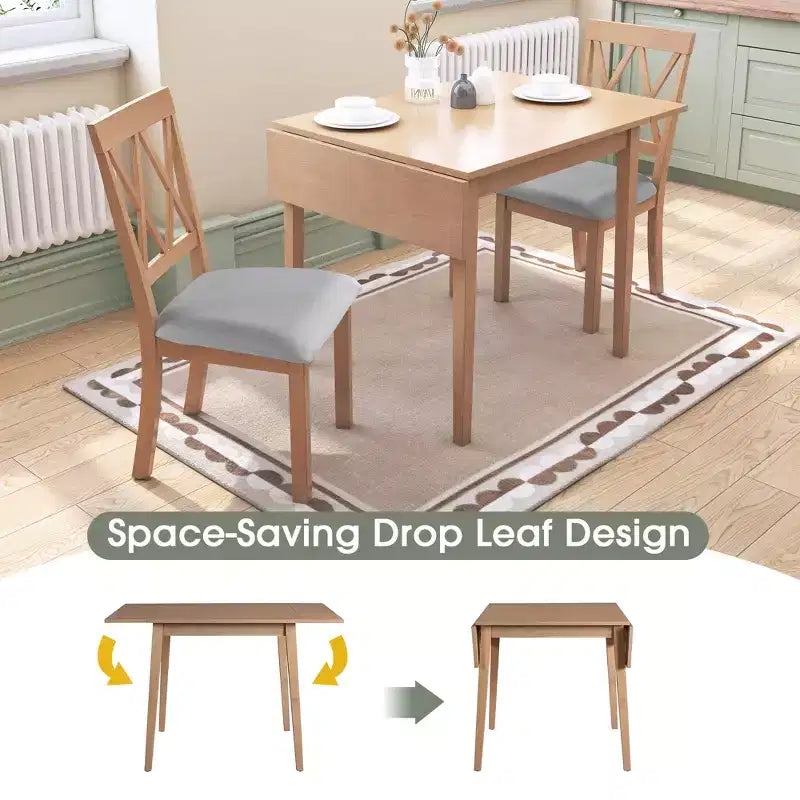 GDF Studio Avery Set da pranzo 3 pezzi con tavolo da pranzo con piano ribaltabile e 2 sedie da pranzo imbottite