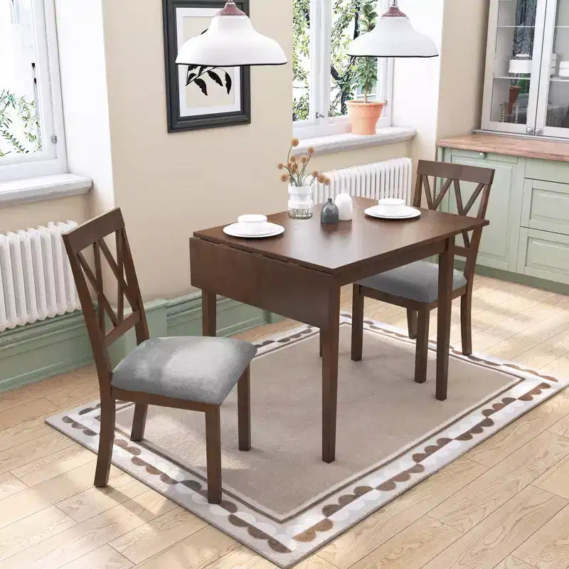 GDF Studio Avery Set da pranzo 3 pezzi con tavolo da pranzo con piano ribaltabile e 2 sedie da pranzo imbottite