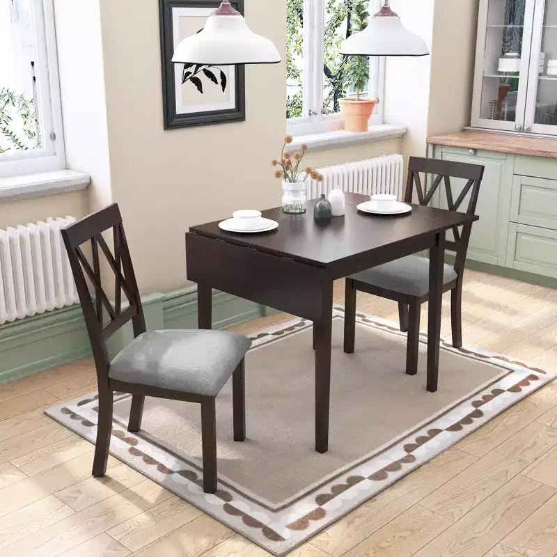GDF Studio Avery Set da pranzo 3 pezzi con tavolo da pranzo con piano ribaltabile e 2 sedie da pranzo imbottite