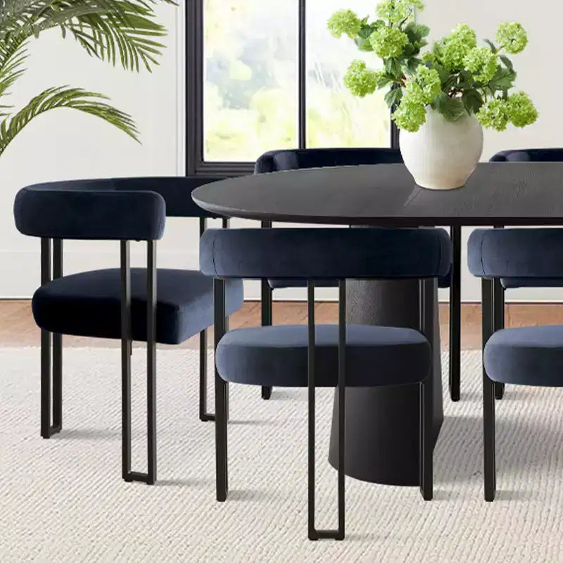 Set da Pranzo Espandibile da Rotondo a Ovale con 8 Sedie in Velluto, Set da Pranzo con Base 3-in-1, da 4 a 8 Posti, Set da Sala da Pranzo Moderno - Panipeachy