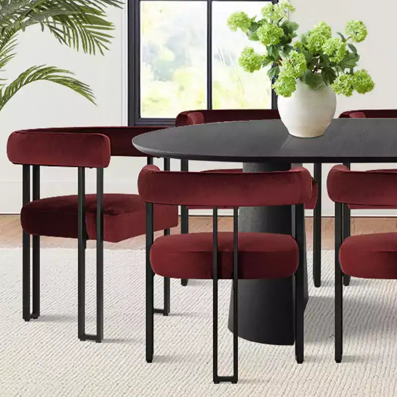 Set da Pranzo Espandibile da Rotondo a Ovale con 8 Sedie in Velluto, Set da Pranzo con Base 3-in-1, da 4 a 8 Posti, Set da Sala da Pranzo Moderno - Panipeachy