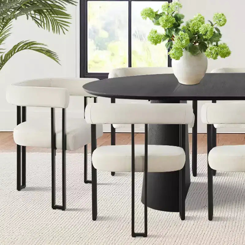 Set da Pranzo Espandibile da Rotondo a Ovale con 8 Sedie in Velluto, Set da Pranzo con Base 3-in-1, da 4 a 8 Posti, Set da Sala da Pranzo Moderno - Panipeachy