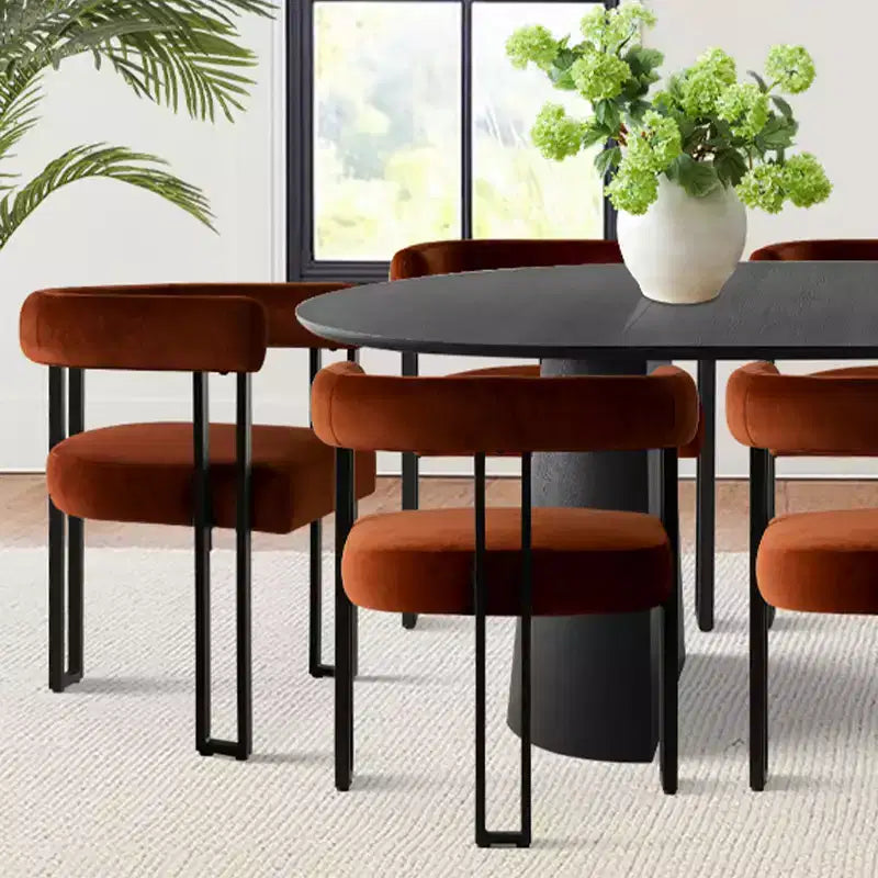 Set da Pranzo Espandibile da Rotondo a Ovale con 8 Sedie in Velluto, Set da Pranzo con Base 3-in-1, da 4 a 8 Posti, Set da Sala da Pranzo Moderno - Panipeachy