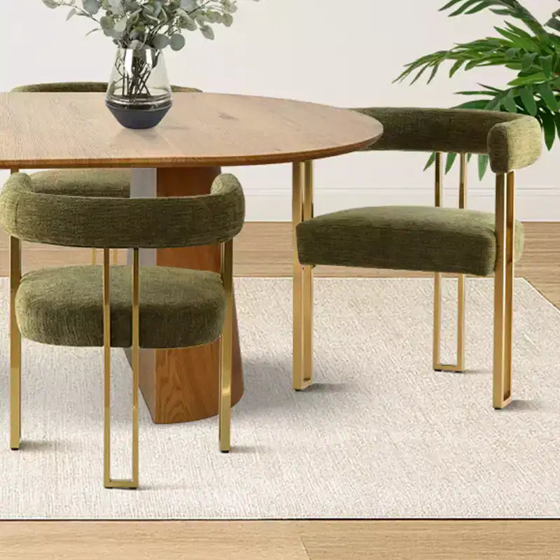 Set tavolo da pranzo allungabile ovale 3-in-1 con 6 sedie imbottite in ciniglia con gambe in metallo dorato, mobili da pranzo versatili - Panipeachy