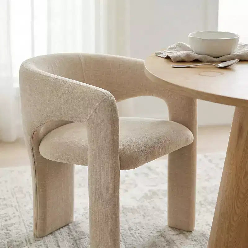 Set Tavolo da Pranzo Rotondo con 2 Poltrone in Ciniglia, Tavolo Moderno con Base a Piedistallo e Sedie Imbottite con Schienale e Braccioli Completi-Panipeachy