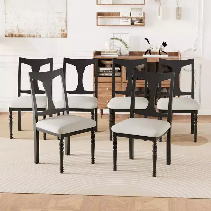 Set da pranzo allungabile da 7 pezzi con tavolo da 152-198 cm e 6 sedie imbottite