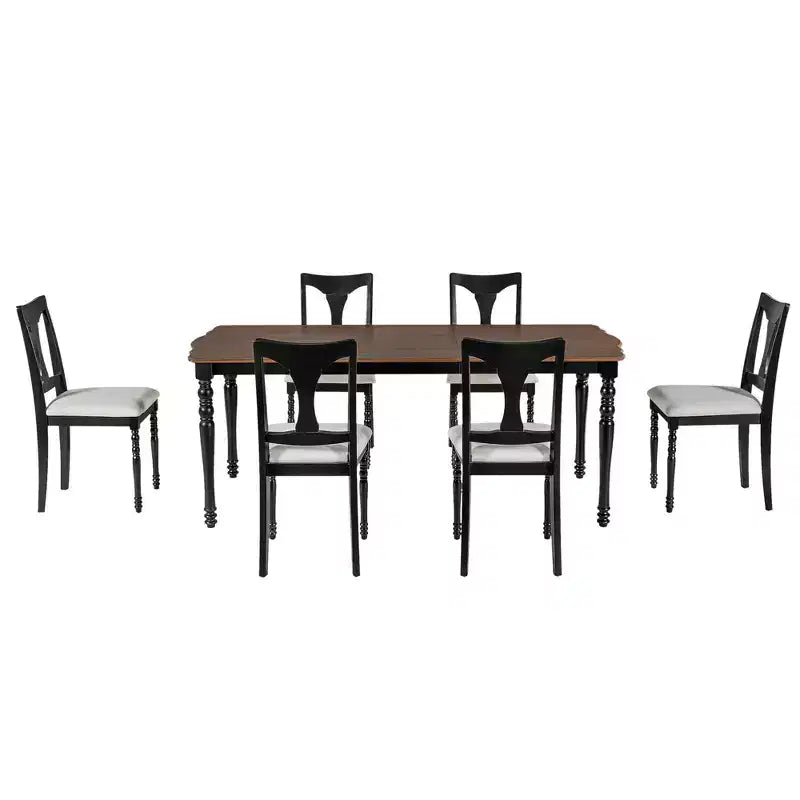 Set da pranzo allungabile da 7 pezzi con tavolo da 152-198 cm e 6 sedie imbottite