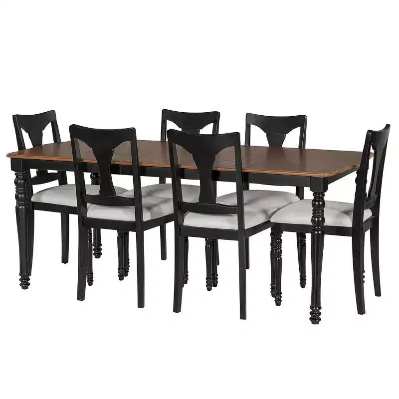 Set da pranzo allungabile da 7 pezzi con tavolo da 152-198 cm e 6 sedie imbottite