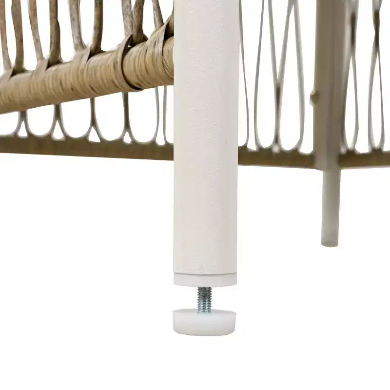 Set da pranzo Nicolas Patio di GDFStudio, 5 pezzi, in legno e metallo, con 4 poltrone in rattan intrecciato a mano