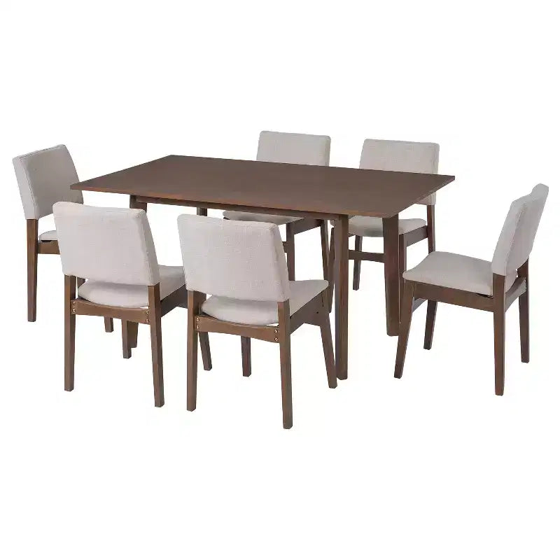 Set da Pranzo Moderno 7 Pezzi con Tavolo in Legno Massello da 60 e 6 Sedie Impilabili