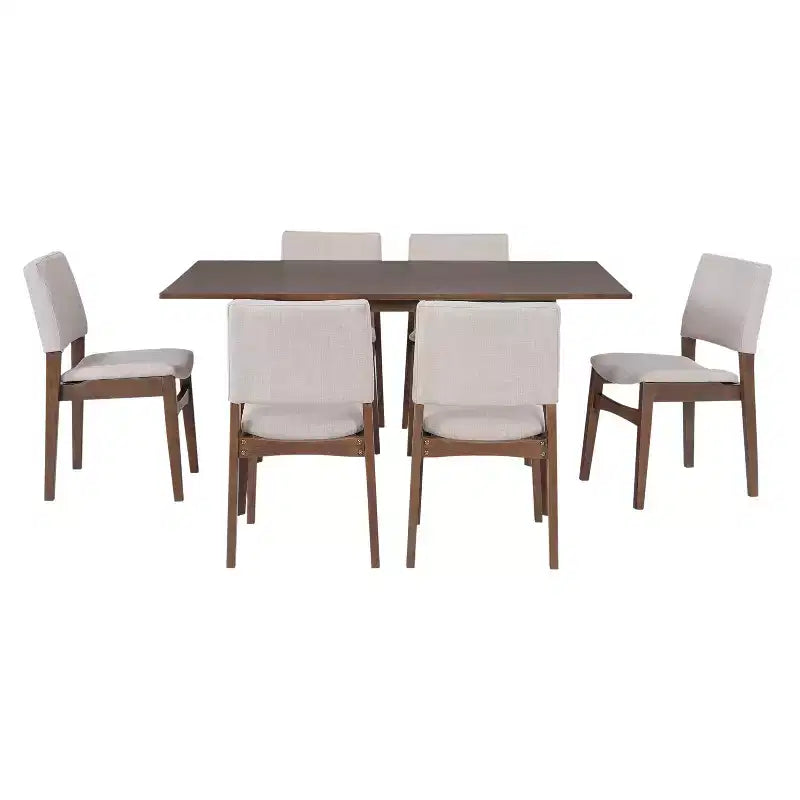 Set da Pranzo Moderno 7 Pezzi con Tavolo in Legno Massello da 60 e 6 Sedie Impilabili