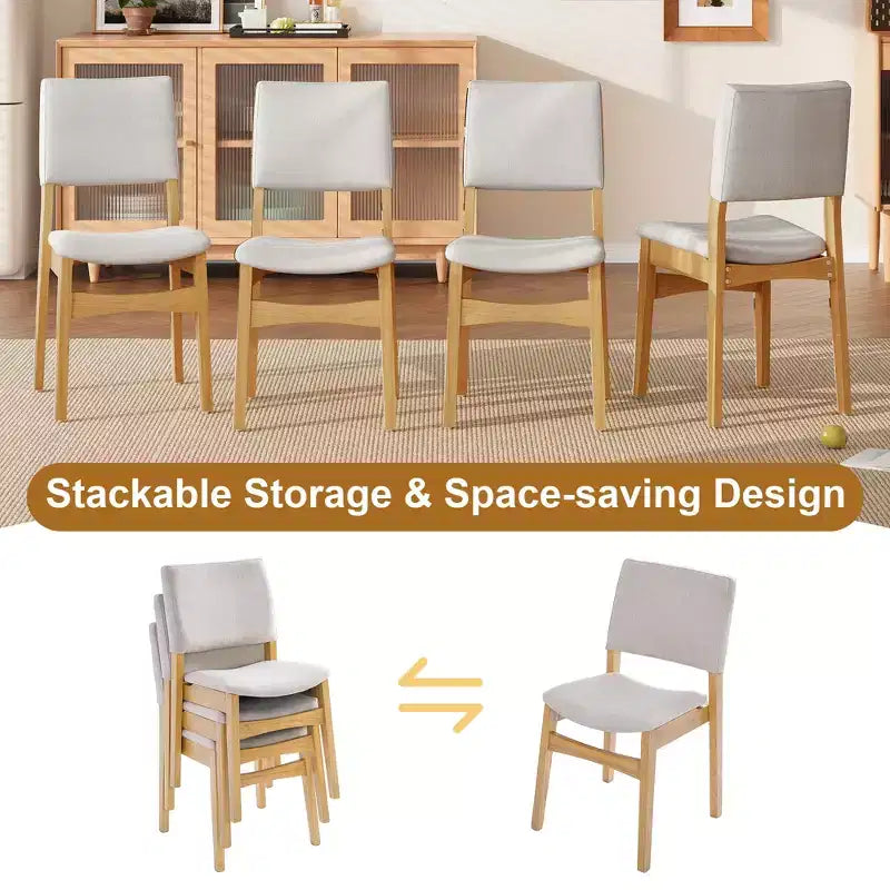Set da Pranzo Moderno 7 Pezzi con Tavolo in Legno Massello da 60 e 6 Sedie Impilabili