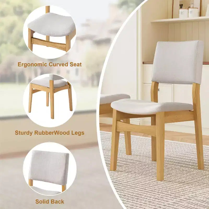 Set da Pranzo Moderno 7 Pezzi con Tavolo in Legno Massello da 60 e 6 Sedie Impilabili
