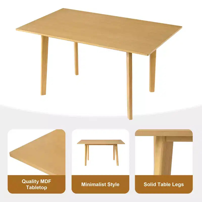 Set da Pranzo Moderno 7 Pezzi con Tavolo in Legno Massello da 60 e 6 Sedie Impilabili