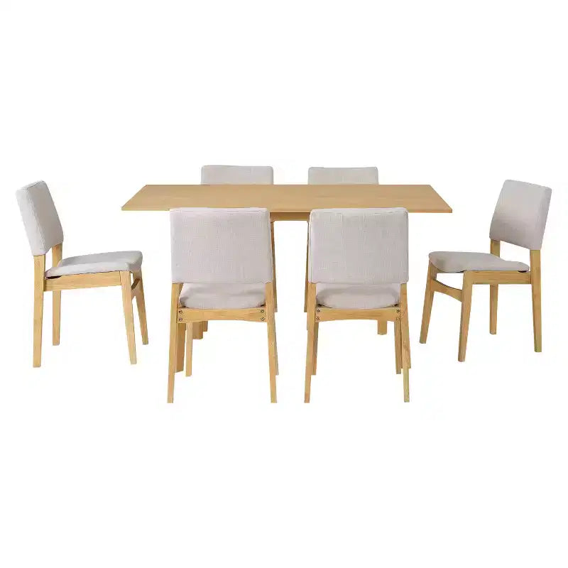 Set da Pranzo Moderno 7 Pezzi con Tavolo in Legno Massello da 60 e 6 Sedie Impilabili