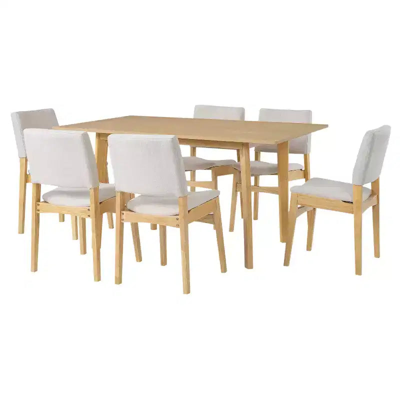 Set da Pranzo Moderno 7 Pezzi con Tavolo in Legno Massello da 60 e 6 Sedie Impilabili