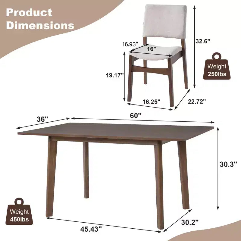 Set da Pranzo Moderno 7 Pezzi con Tavolo in Legno Massello da 60 e 6 Sedie Impilabili