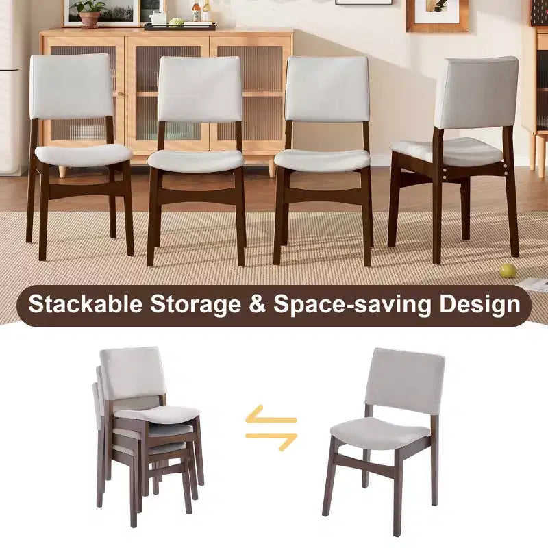 Set da Pranzo Moderno 7 Pezzi con Tavolo in Legno Massello da 60 e 6 Sedie Impilabili