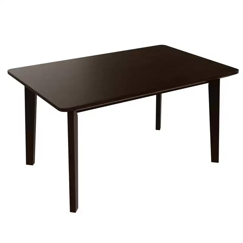 Set da pranzo rustico di 5 pezzi con tavolo in legno e 4 sedie imbottite color espresso