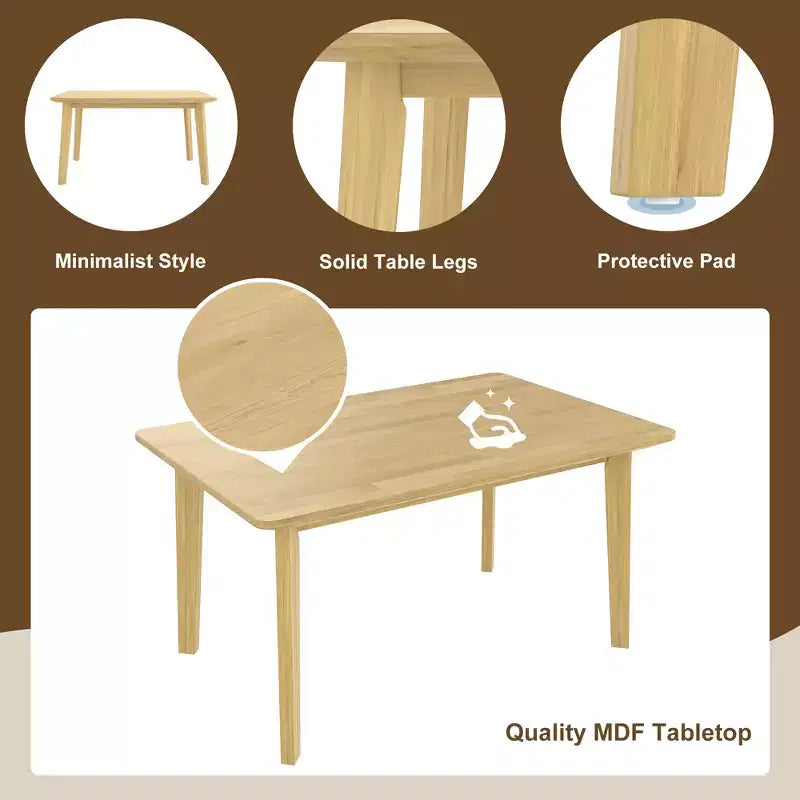 Set da pranzo rustico di 5 pezzi con tavolo in legno e 4 sedie imbottite color espresso
