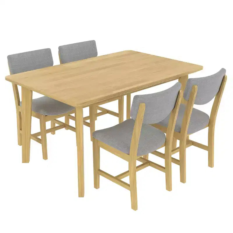 Set da pranzo rustico di 5 pezzi con tavolo in legno e 4 sedie imbottite color espresso