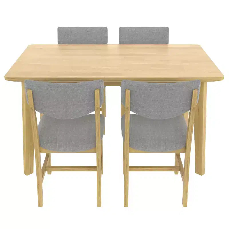Set da pranzo rustico di 5 pezzi con tavolo in legno e 4 sedie imbottite color espresso
