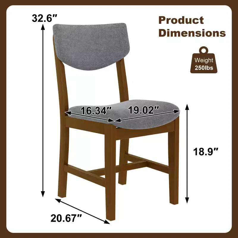 Set da pranzo rustico di 5 pezzi con tavolo in legno e 4 sedie imbottite color espresso