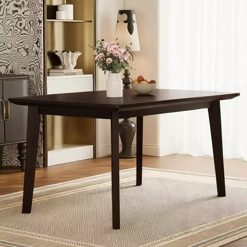 Set da pranzo rustico di 5 pezzi con tavolo in legno e 4 sedie imbottite color espresso