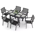 Gymax 7PCS Expandable Outdoor Dining Set w/Slatted Tabletop & Seats for Deck Garden