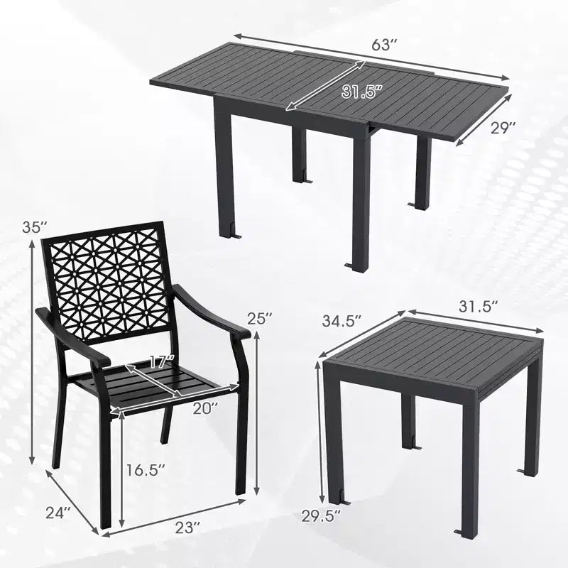 Set da pranzo da esterno espandibile Gymax 7 pezzi con piano e sedili a doghe per giardino e terrazza