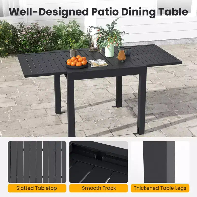 Set da pranzo da esterno espandibile Gymax 7 pezzi con piano e sedili a doghe per giardino e terrazza