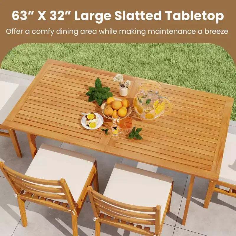 Gymax Set da Pranzo per Esterno 3 Pezzi Tavolo Rettangolare da Picnic e 2 Panche con Foro per Ombrellone da 5 cm