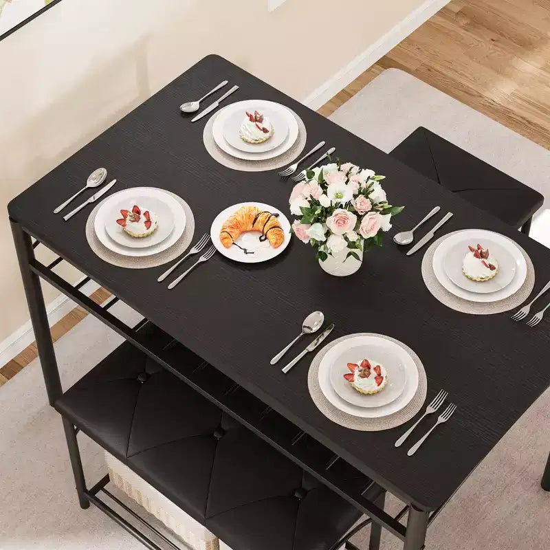 Set da pranzo di 4 pezzi con panche e sgabelli imbottiti - Tavolo da cucina compatto per appartamenti, monolocali e piccoli spazi